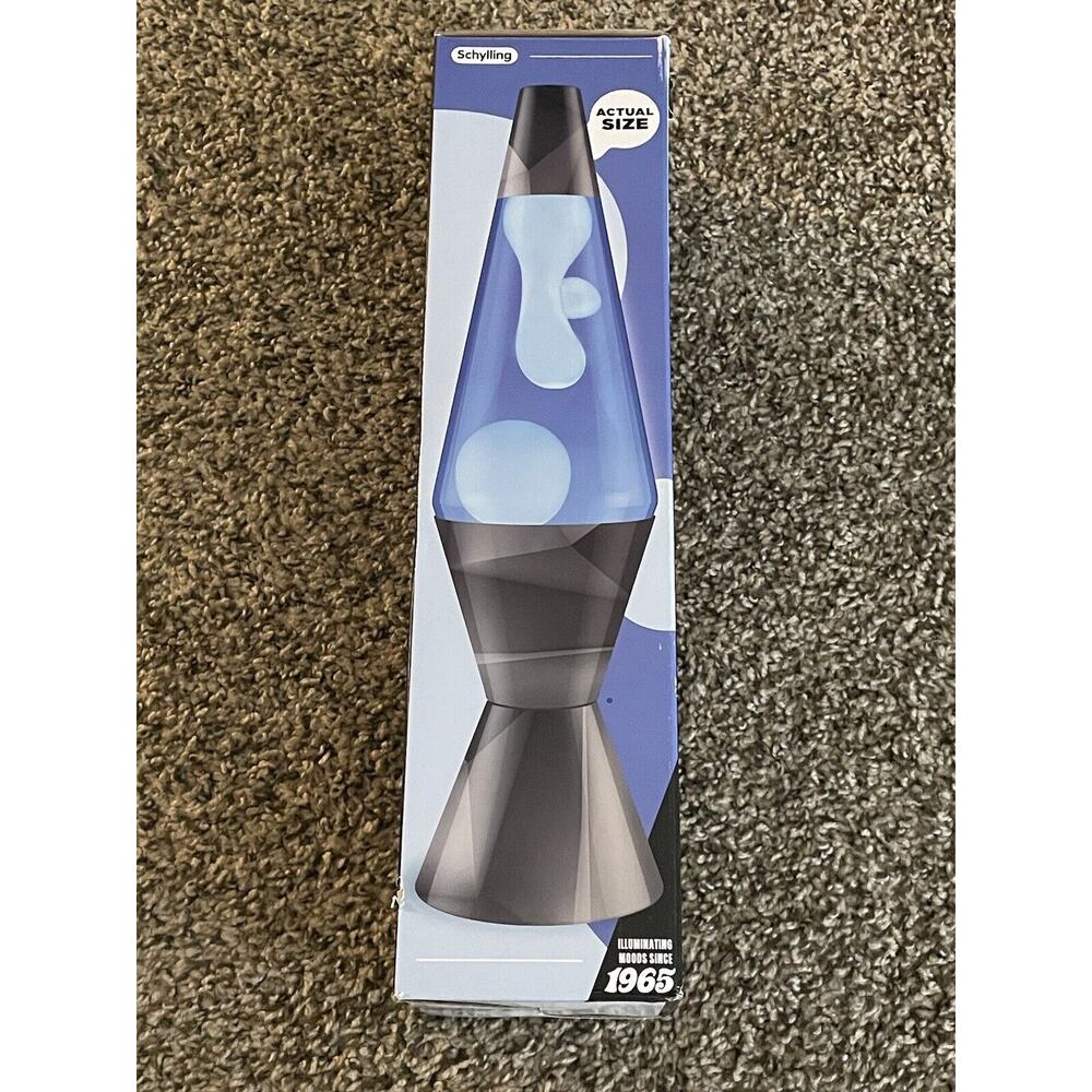 Geometric Monochrome Lava Lamp 14.5” White Wax & Blue Liquid Lava Lamp Schylling